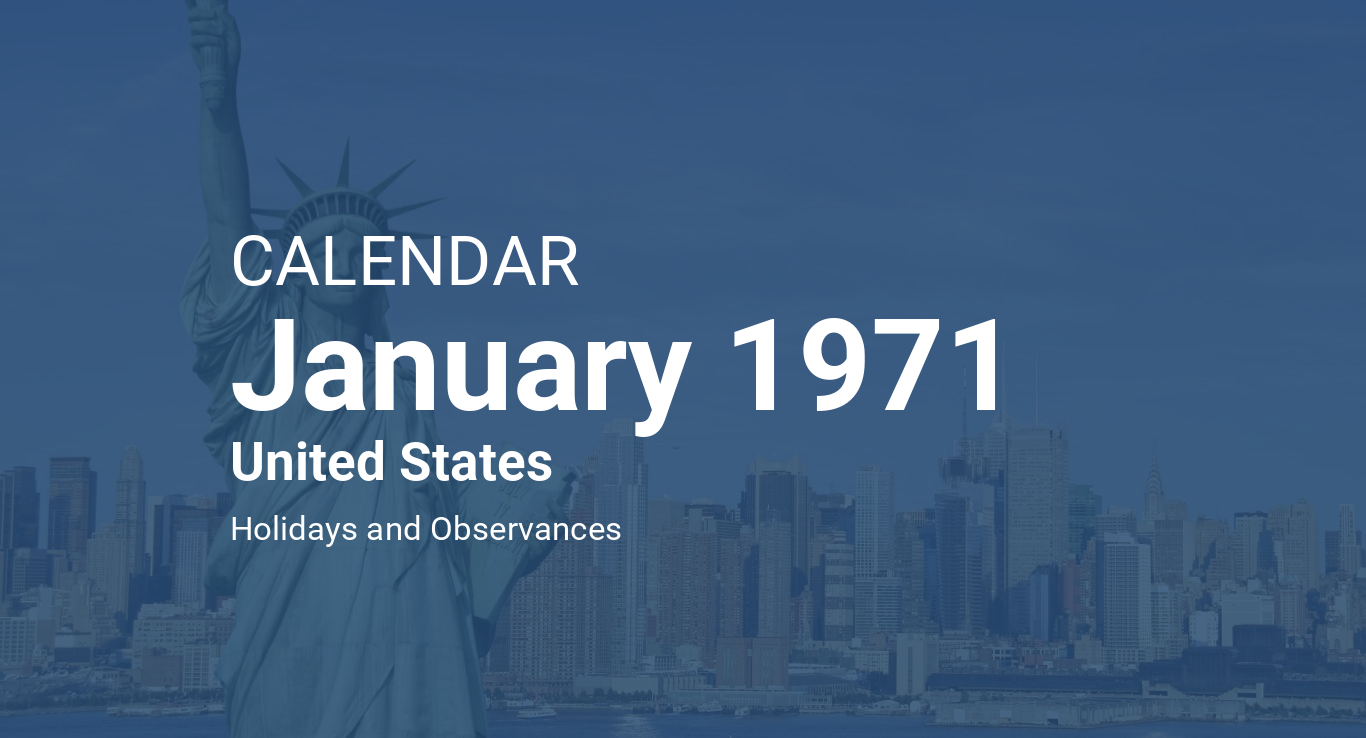 January 1971 Calendar